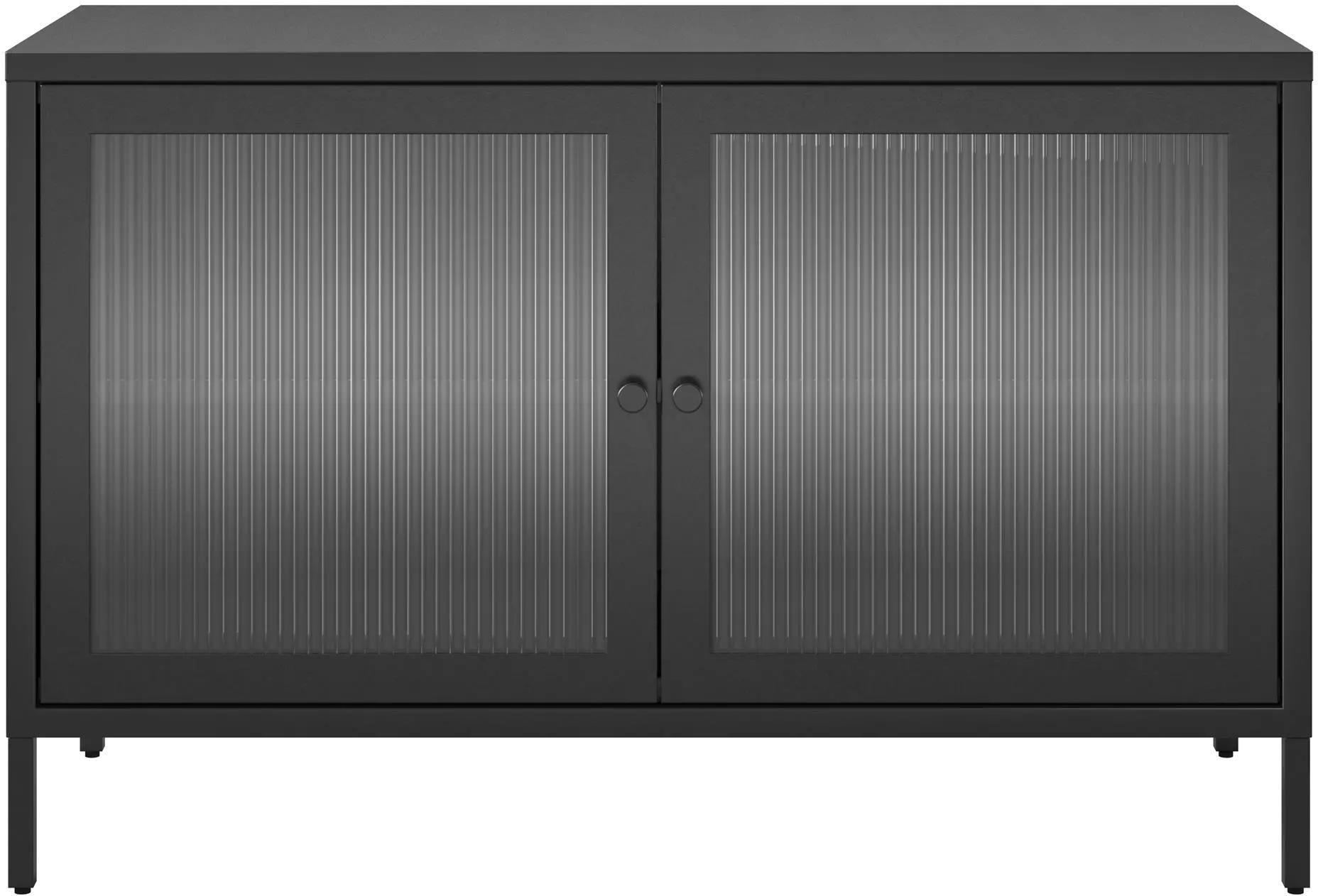 Ashbury Black 2 Door Storage Cabinet with Fluted Glass Doors