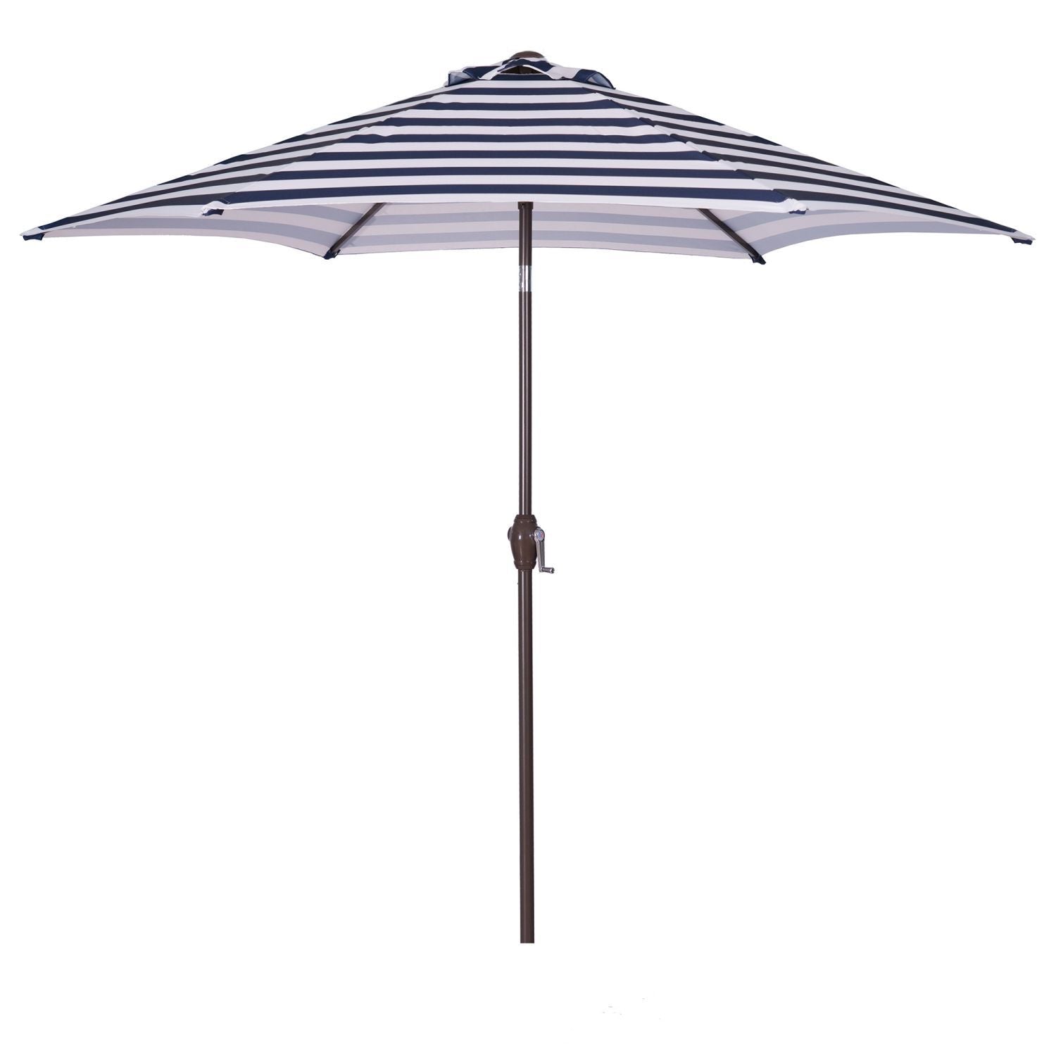 Cmgb Outdoor Patio Umbrella with Push Button Tilt, Blue White Stripes