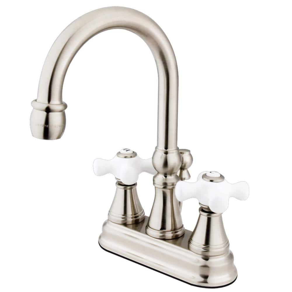 Kingston Brass Governor 4 in Centerset 2Handle Bathroom Faucet in Brushed Nickel