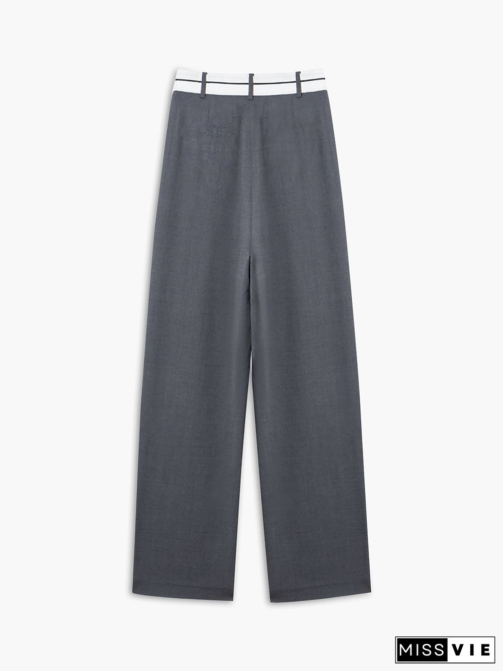 Asymmetrical Contrast Waistband Wide Leg Pants