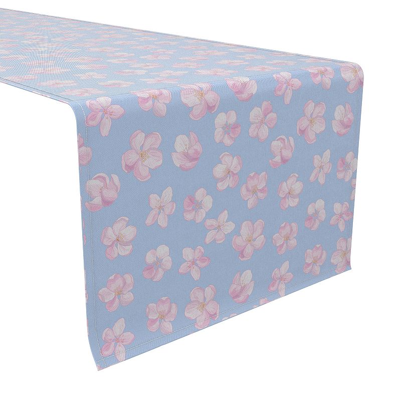 Table Runner， 100% Cotton， 16x108， Pink Apple Blossoms