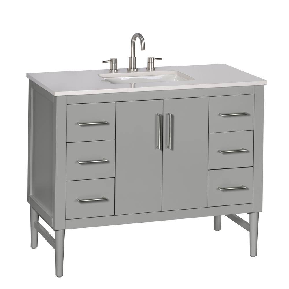 Home Decorators Collection NOVA 43 in. W x 22. D x 35. H Vanity in Storm Grey with Engineered Solid Surface Vanity Top 21038-VS43EW-ST