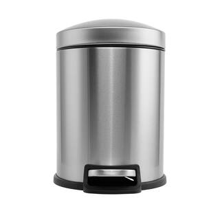 Innovaze 1.3 Gal. Stainless Steel Brushed Fingerprint-Resistant Round Step-on Trash Can MGCS-AS2004