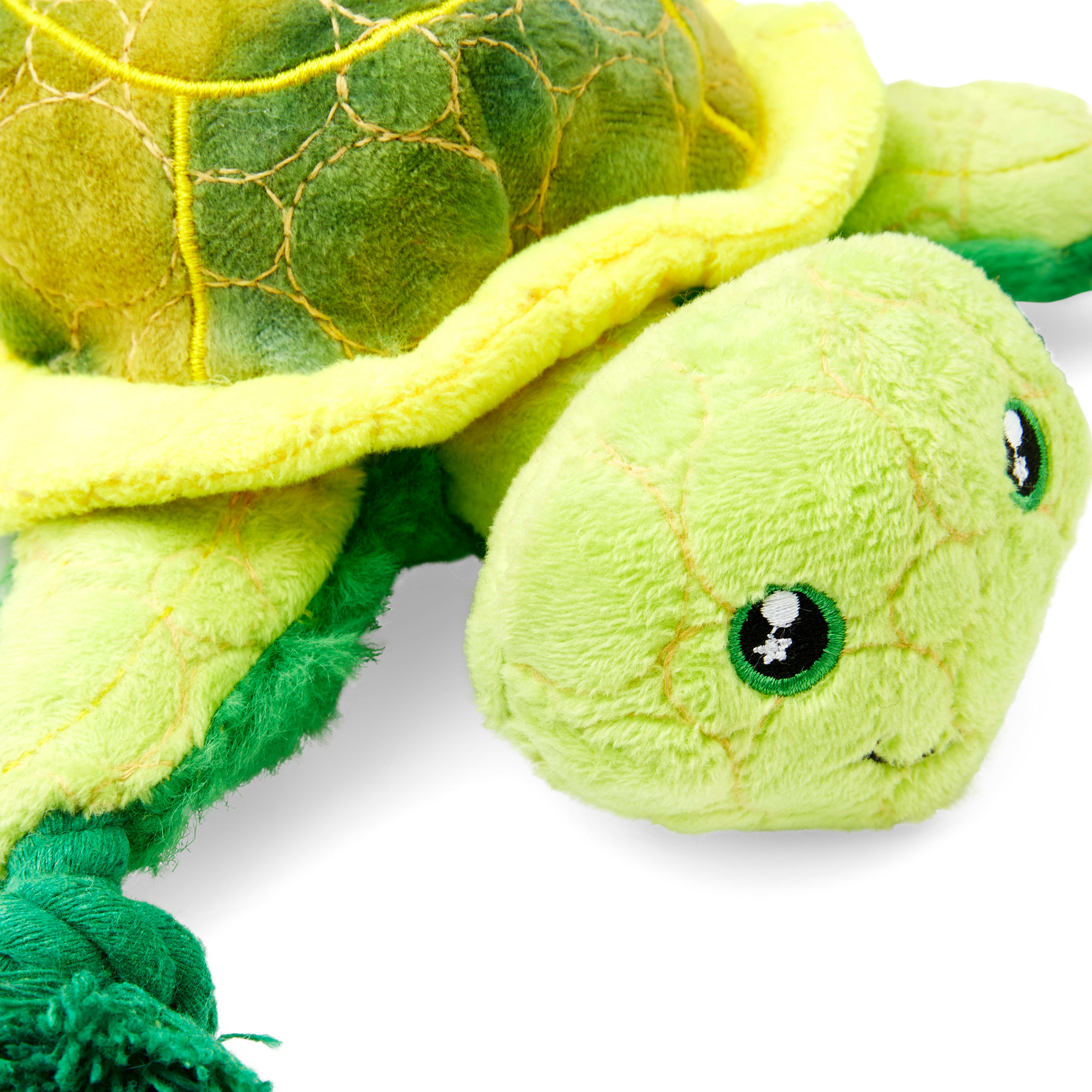 Leaps  Bounds Ruffest  Tuffest Green Turtle Tough Plush Dog Toy with Kevlar Stitching， Large