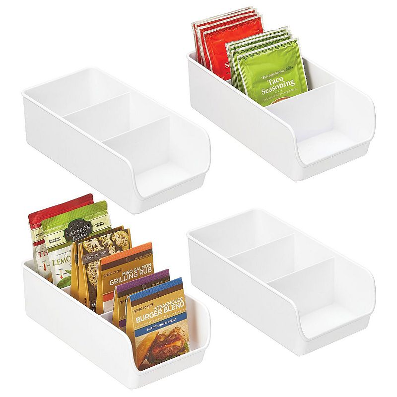 mDesign Plastic Food Storage Bin Organizer for Kitchen Cabinet - 4 Pack