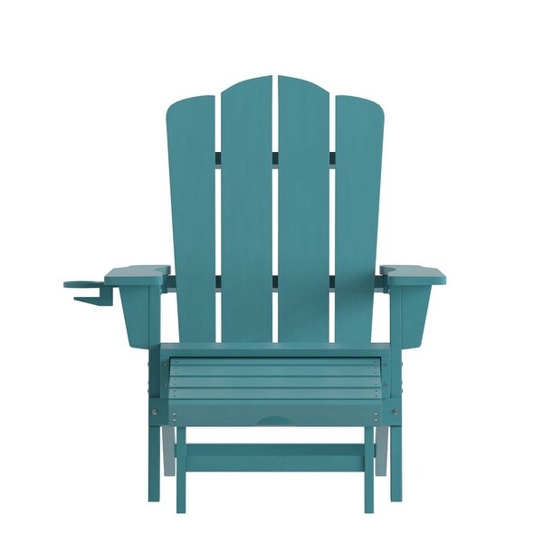 Commercial AllWeather Adirondack Chair with Pullout Ottoman and Cupholder