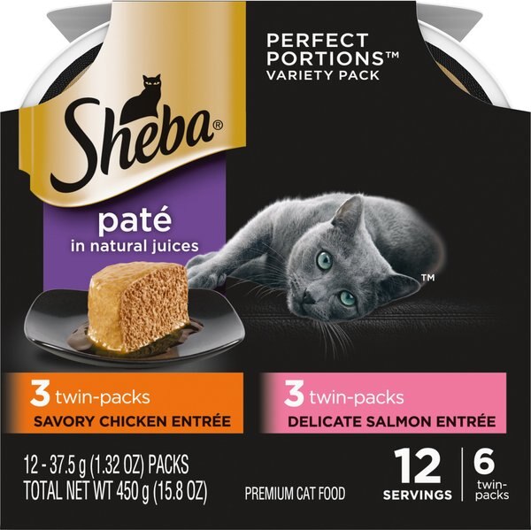 Sheba Perfect Portions Multipack Chicken and Salmon Entr?e Cat Food Trays