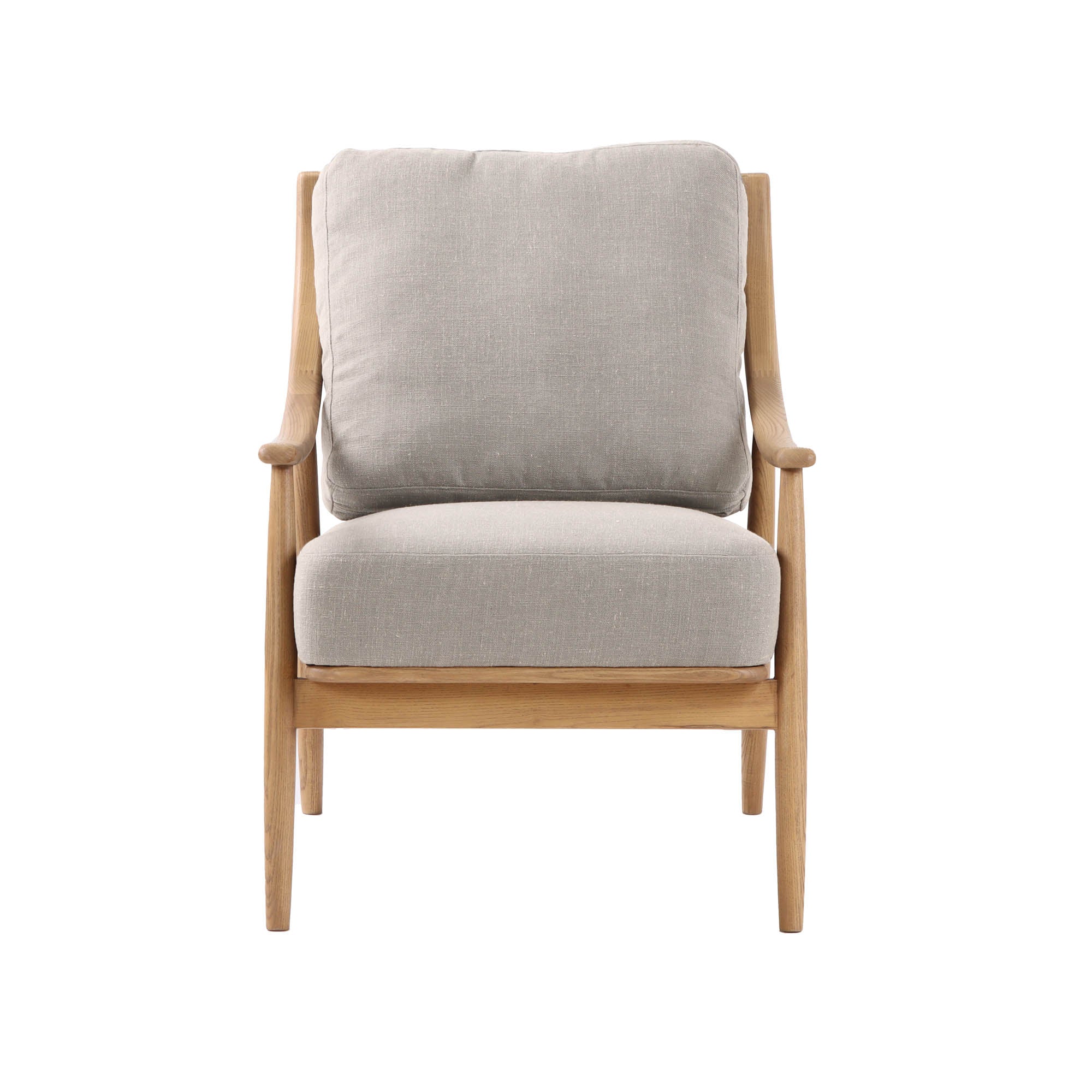 Kinsley Club Chair - Light Linen Cushions / Natural Frame