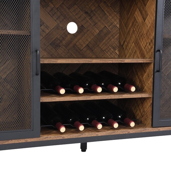 Wine Bar Cabinet for Liquor and Glasses， TV Stand and Media Entertainment Center Console Table