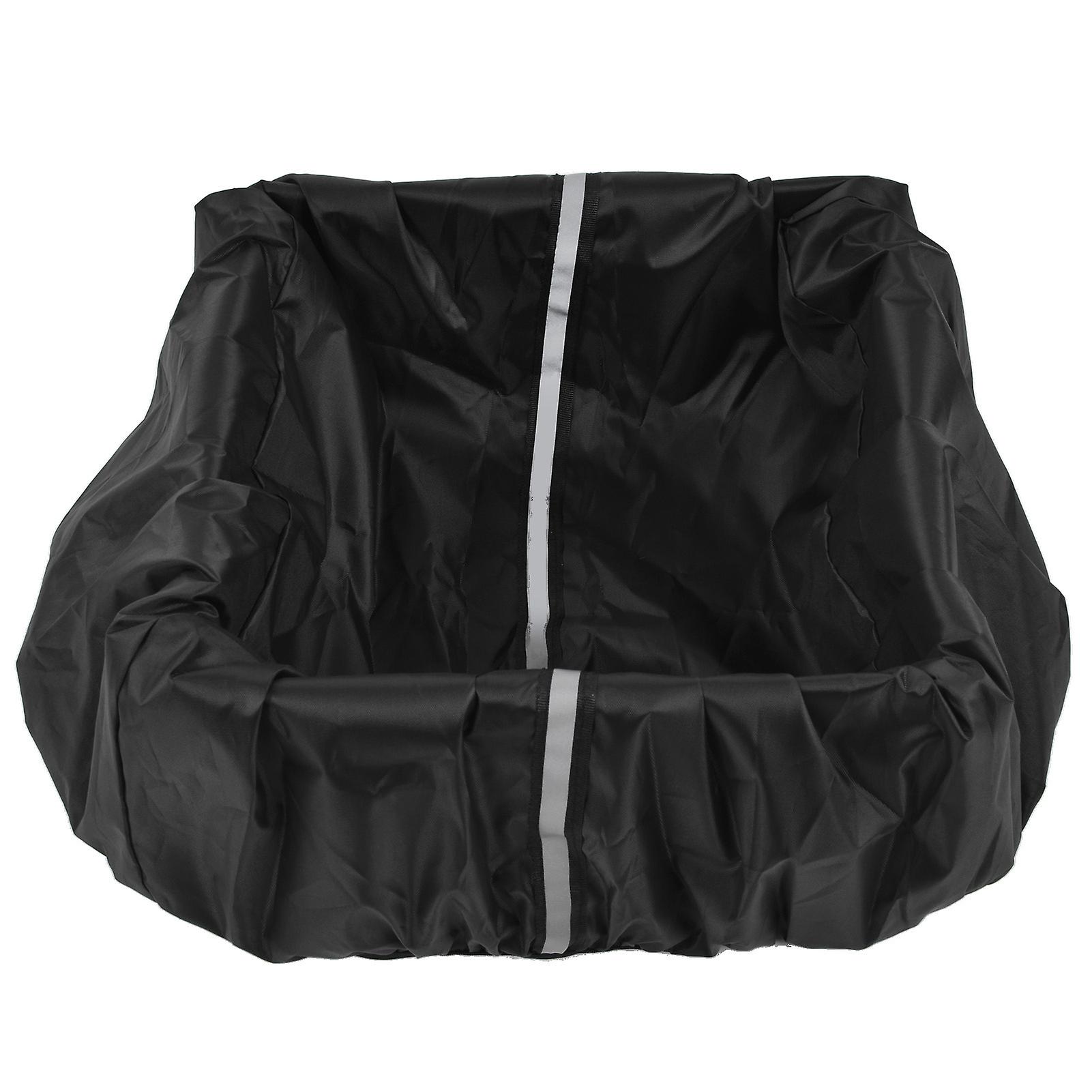 Bike Basket Cover Black Snow Defence Waterproof Dustproof Lightweight Reflect Light Bike Basket Liner