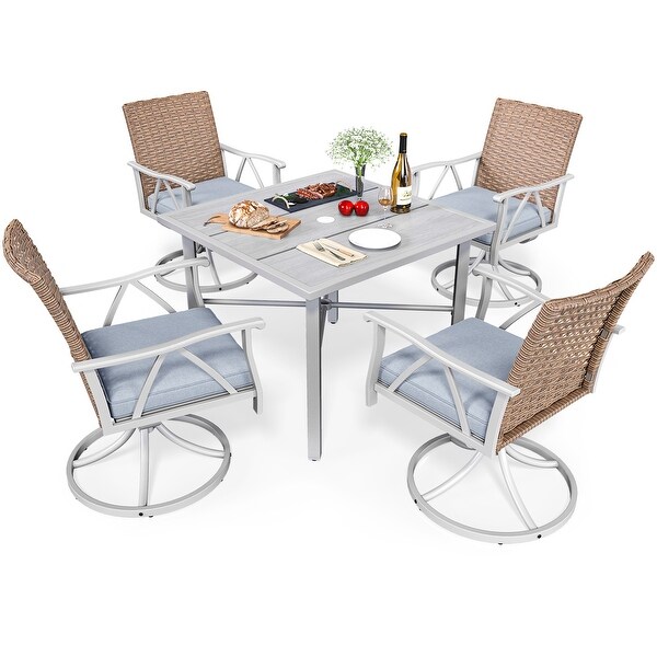 Moasis 5Piece Bistro Set Patio Wicker Swivel Conversation Chairs