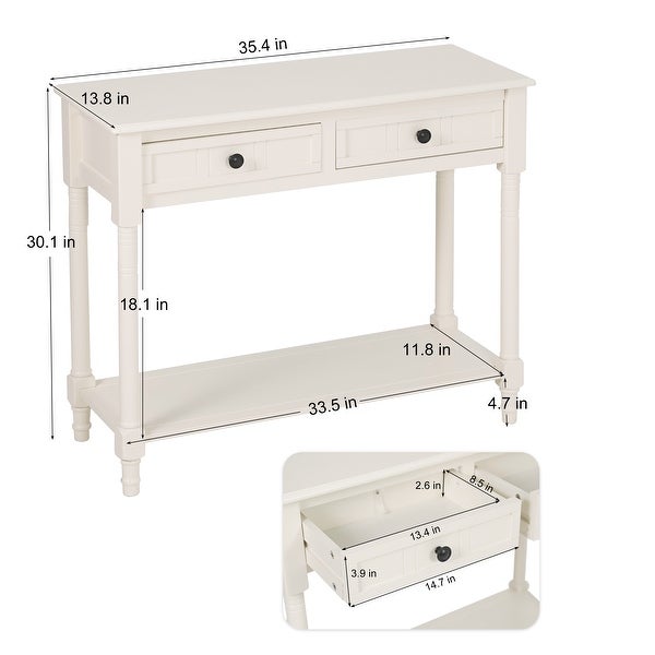 Modern 2-drawer Console Table with Shelf-35.4