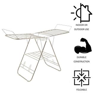 Everyday Home 23.3 in. x 42 in. Freestanding Collapsible Stainless Steel Laundry Drying Rack W050049