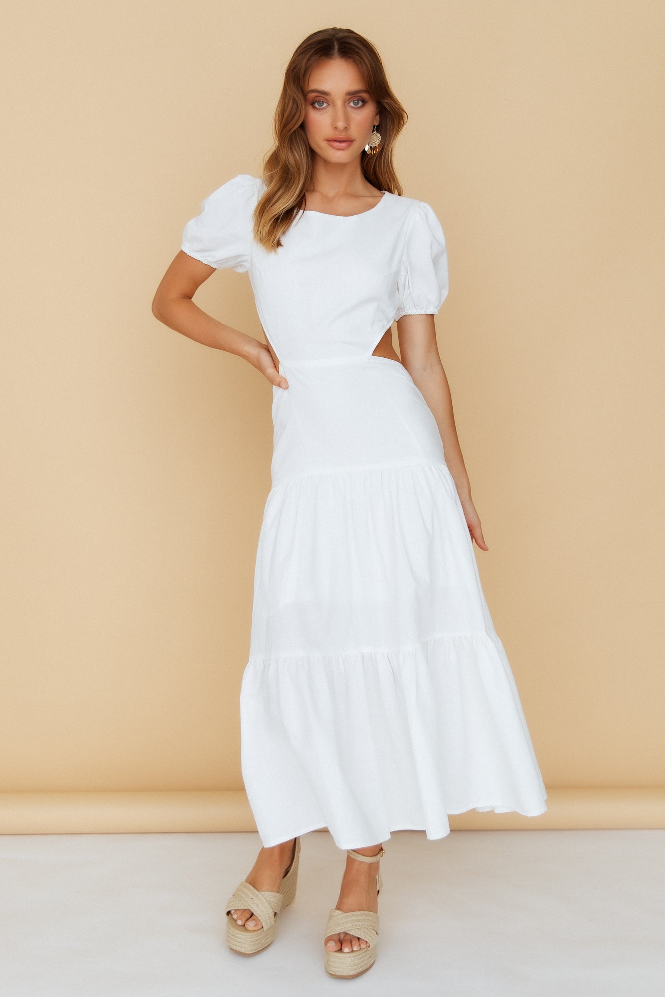 Flow Down Gently Midi Dress White