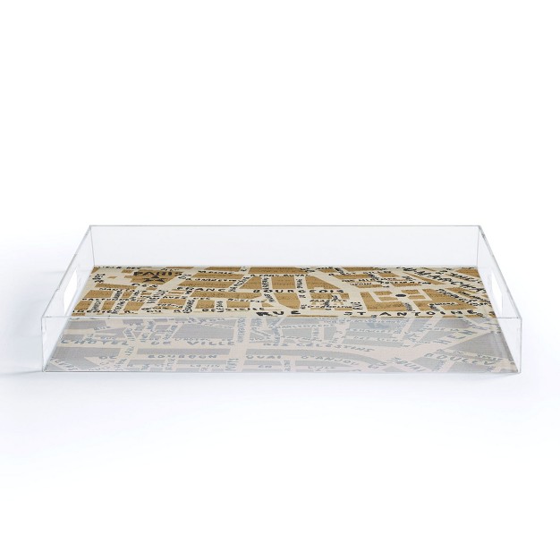 Holli Zollinger Paris Map Rustic Acrylic Tray Deny Designs