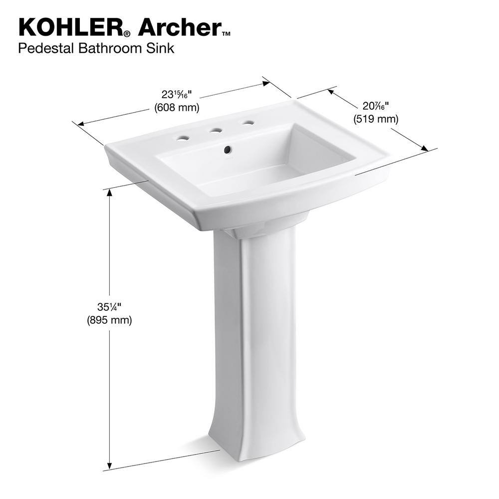 KOHLER Archer Vitreous China Pedestal in White K-R2357-0