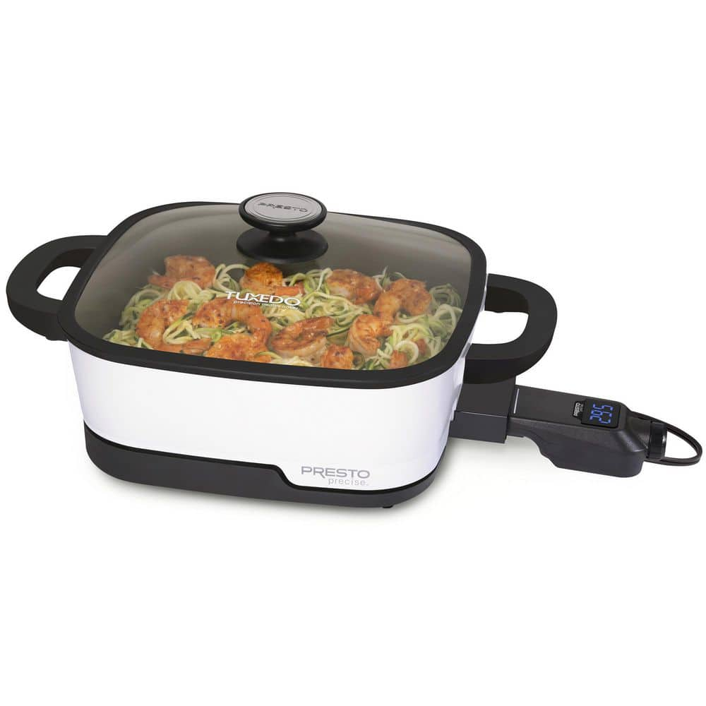 Presto 12 in. Tuxedo White Electric Skillet Multi-Cooker 07118