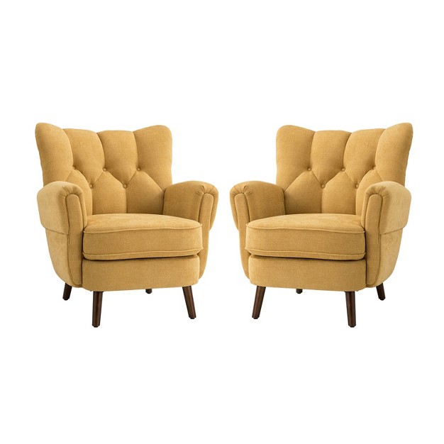 Set Of 2 Dittmar Mid Century Club Chair With Wingback And Button tufted Design Artful Living Design