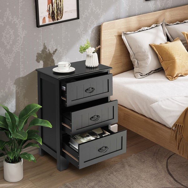 3 Drawers Nightstand End Table Bedroom Organizer Storage Accent Table