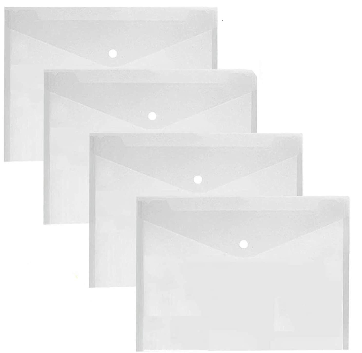 A4 Clear Plastic Wallets， 30pcs File Folders Plastic Popper File Wallet Document Folder For School O