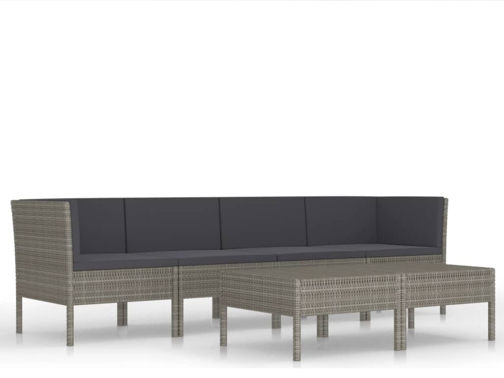 vidaXL Patio Lounge Set with Cushions 8 Pieces Poly Rattan Black Seat Yard   Tropical   Outdoor Sofas   by vidaXL LLC  Houzz