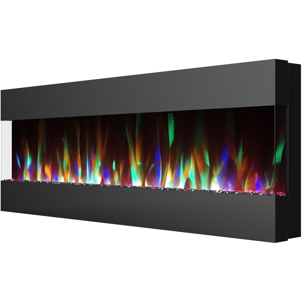 Cambridge Black Multicolor LED 60 In. Wall Mounted Electric Fireplace