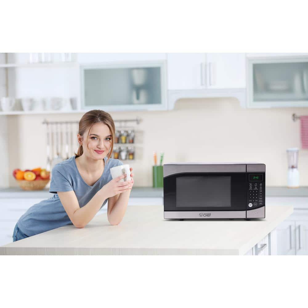 Commercial CHEF 09 cu ft Countertop Microwave Stainless and Black