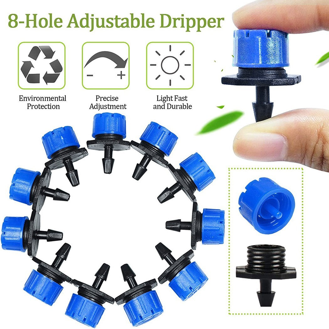 Ruibeauty 50Pcs 1/4inch Adjustable Drip Irrigation Parts， Irrigation Drippers Sprinklers for Drip Irrigation System