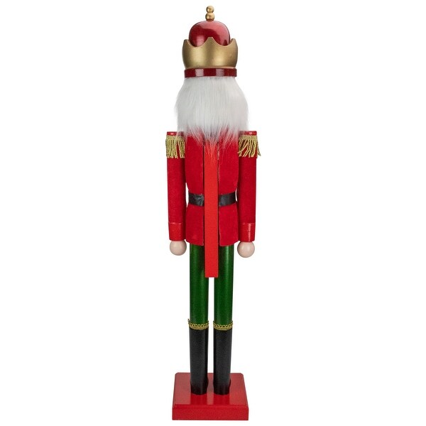 35.5 Red and Green Velvet Wooden Christmas Nutcracker King