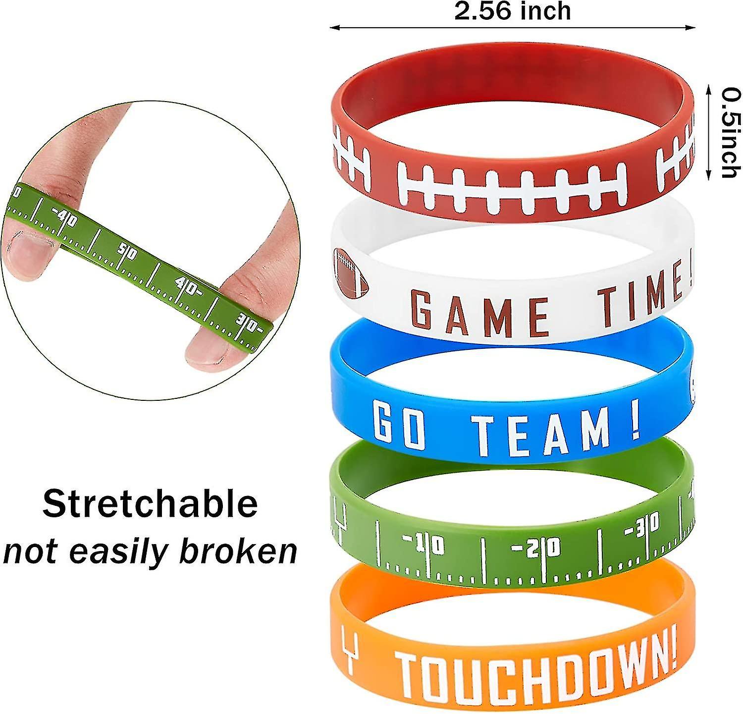 35 Pieces Football Silicone Bracelet Motivational Rubber Wristbands Rugby Silicone Wristband For Sport Themed Football Themed Birthday Party Award Gif