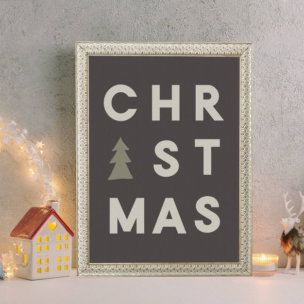 X 10 quot Christmas Tree With Letter White gold Frame Wall Canvas Petal Lane