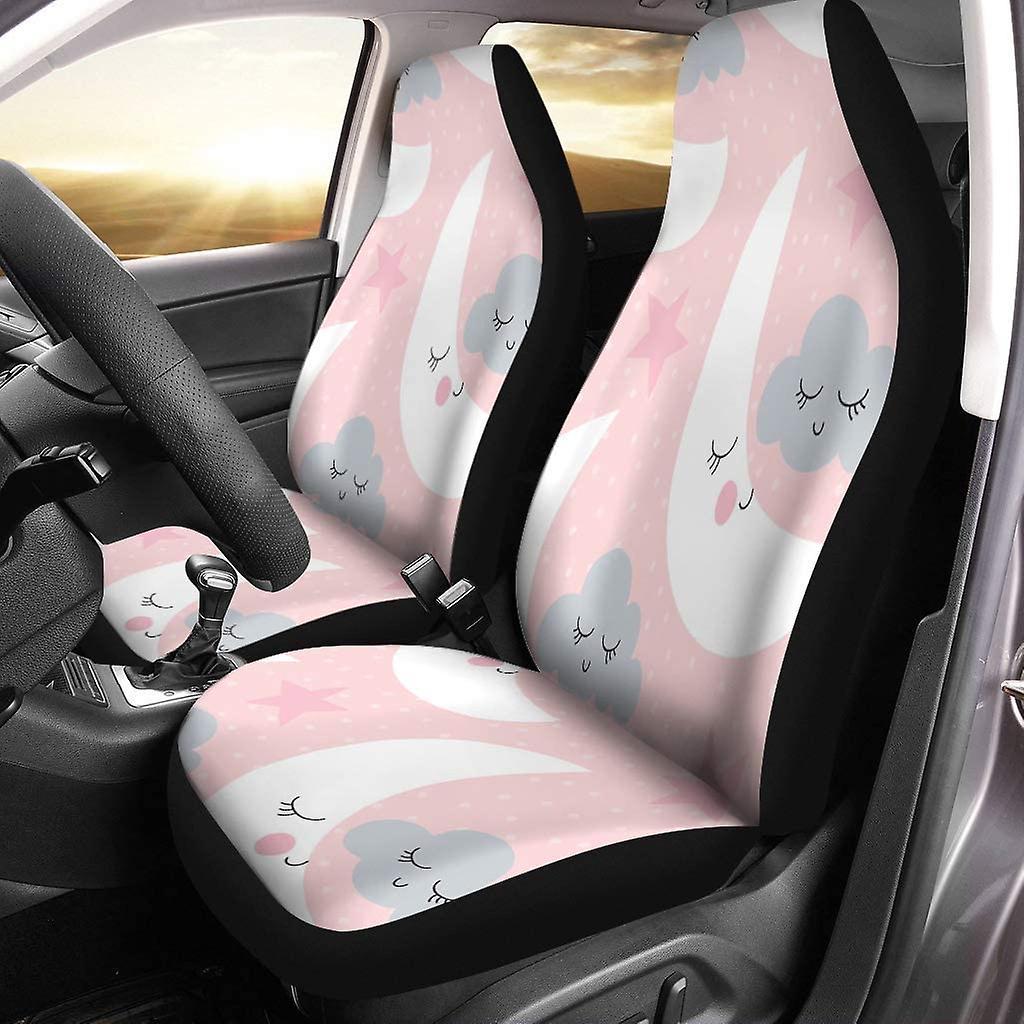 Set Of 2 Car Seat Covers Moon Flower Universal Auto Front Seats Protector Fits For Car，suv Sedan，truck