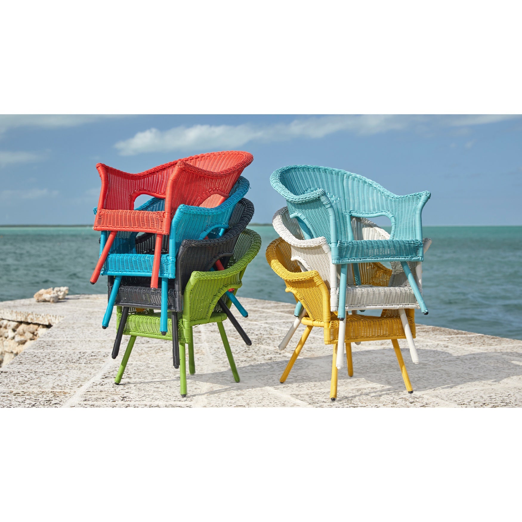 Brylanehome Roma Hand-Woven Resin Wicker Stacking Chair, Pool