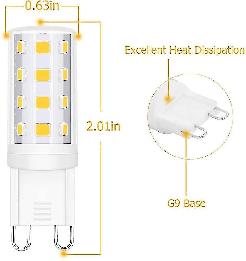 G9 Led Bulb， Equivalent To 40 Watt Halogen Bulb， Chandelier Daylight Led Bulb 5000k， 3w Dimmable G9 Dual-pin Base 120v， Lumens， 6 Pieces