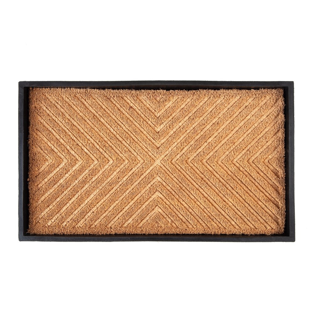 Jani Natural   Recycled Rubber Boot Tray with Cross Embossed Coir Insert