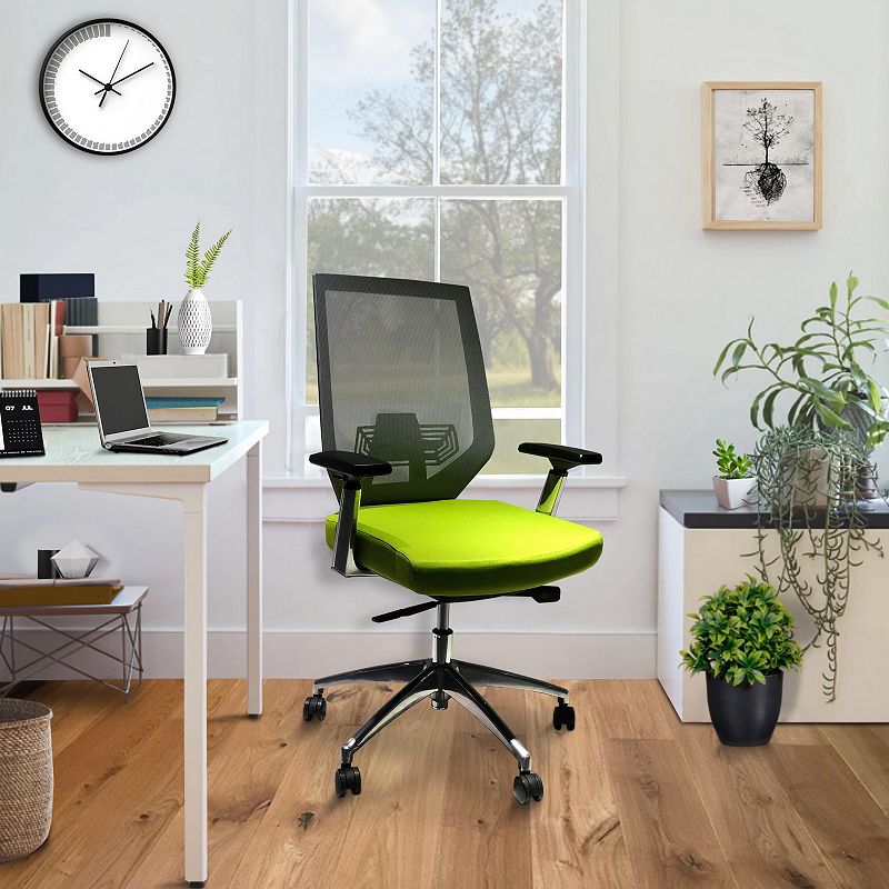 Adjustable Mesh Back Ergonomic Office Swivel Chair with Padded Seat and Casters， Green and Gray