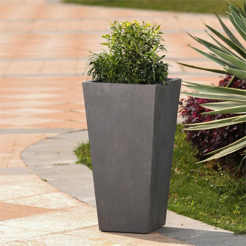 LuxenHome Gray MgO 242in H Tall Tapered Planter  Crowdfused