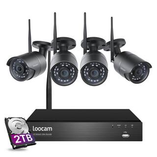 LOOCAM Ultra-Long Distance 8-Channel 1080p 2TB NVR Security Camera System with 4 Wireless Robust Connection 2-Way Audio Cameras LN8W4B-4B42S-199