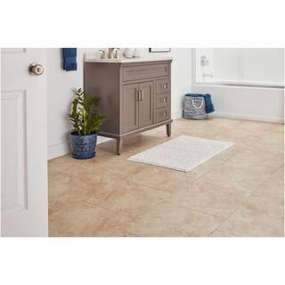 TrafficMaster Portland Stone Beige 18 in. x 18 in. Glazed Ceramic Floor and Wall Tile (17.44 sq. ft.  case) PT011818HD1PV