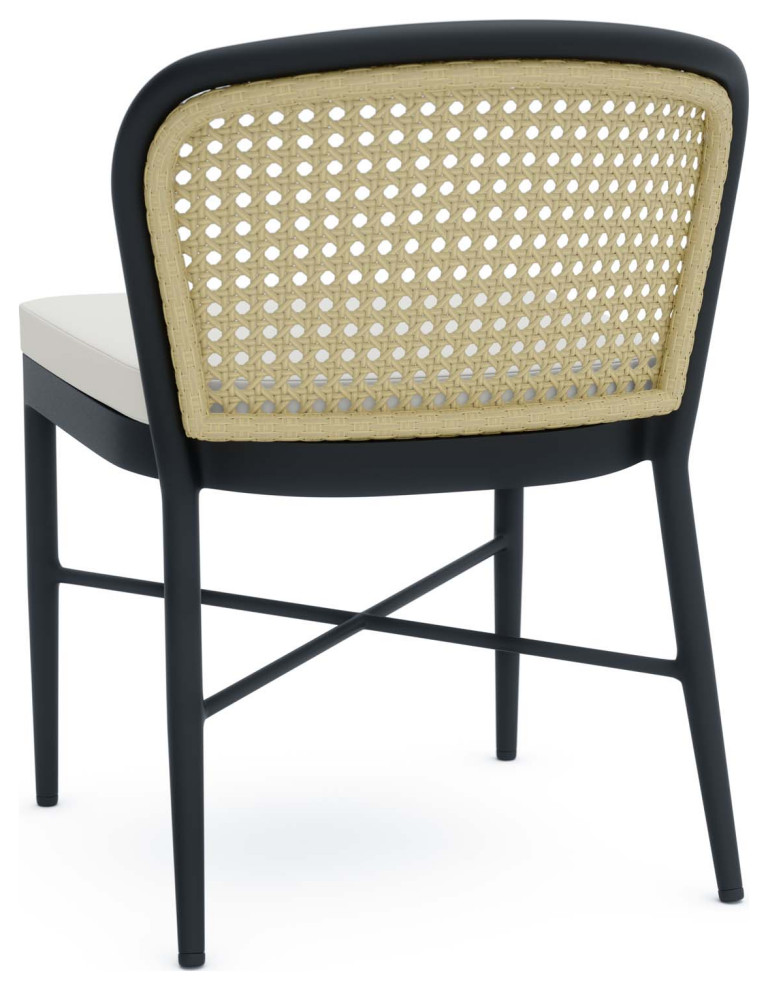 Dining Chair  Ivory White  Aluminum  Modern  Outdoor Patio Bistro Hospitality   Tropical   Outdoor Dining Chairs   by House Bound  Houzz