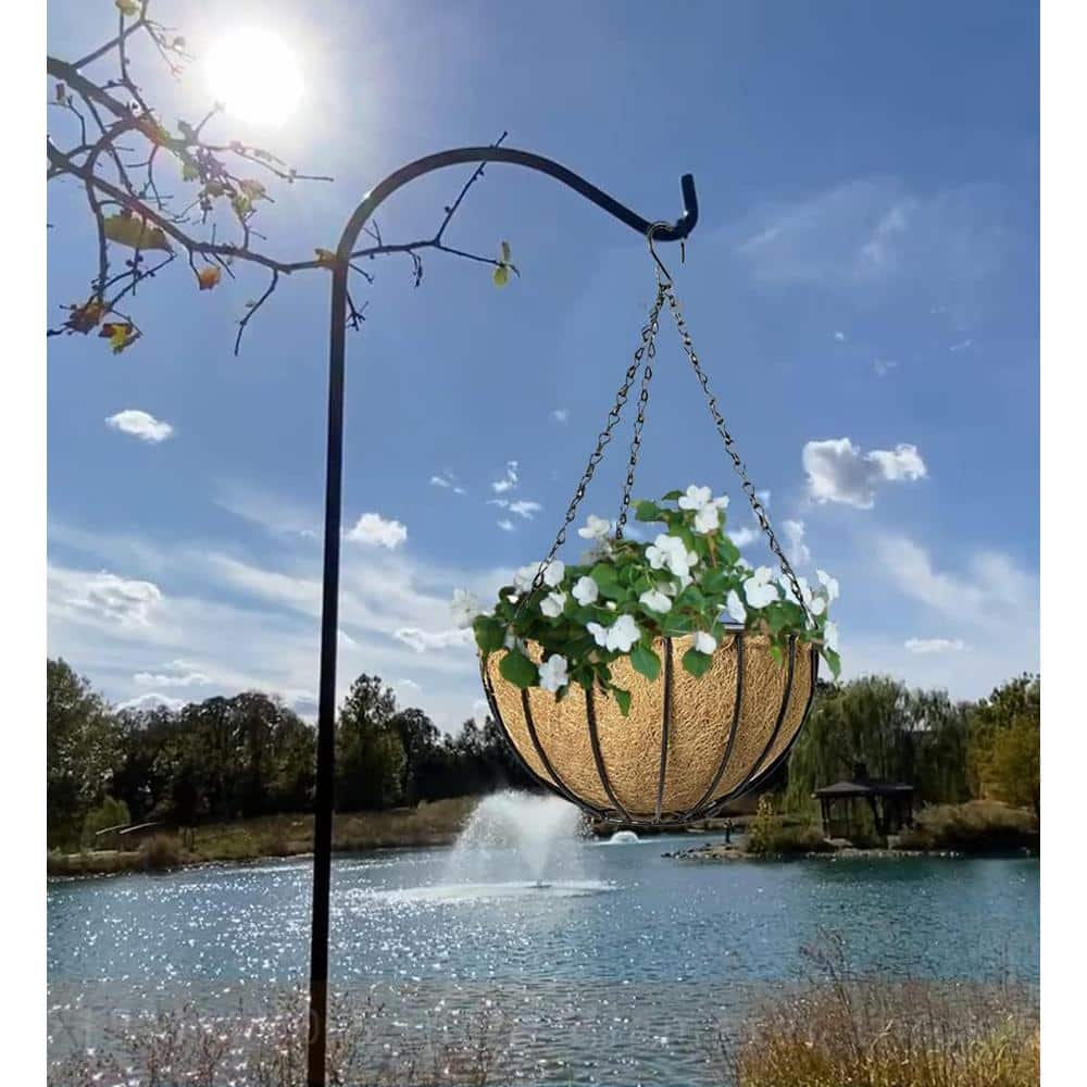 Ashman Online 12 in. Dia. Growers Ashman Hanging Basket Black Metal with Coco Lining PlantBasketRoundWire2Pk