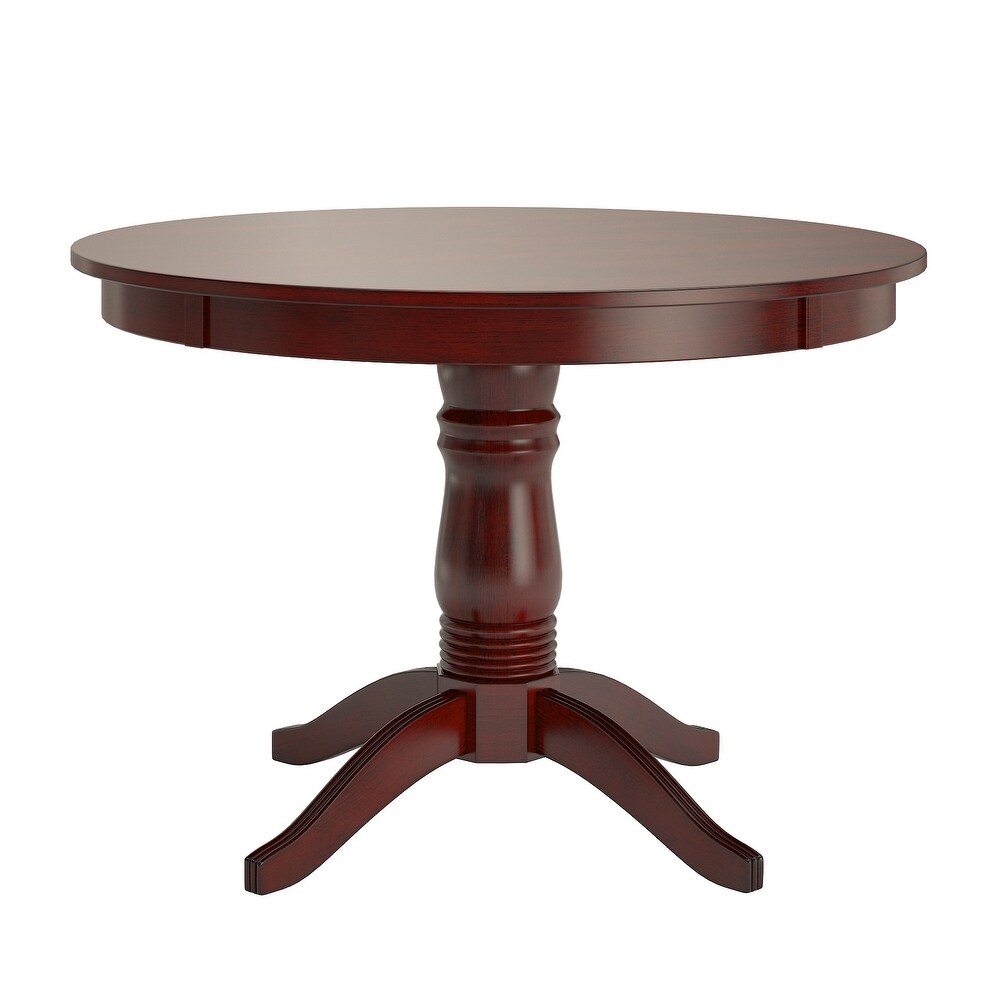 Wilmington II Round Pedestal Base Antique Berry Red 5 Piece Dining Set by iNSPIRE Q Classic