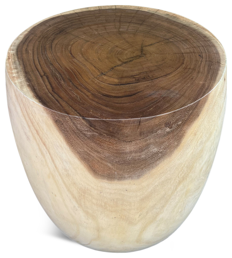 Monkey Pod Drum Stool Table 4   Rustic   Side Tables And End Tables   by Design Mix Furniture  Houzz