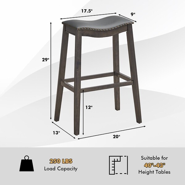 Gymax Set of 4 Saddle Bar Stools Bar Height Kitchen Chairs w/ Rubber