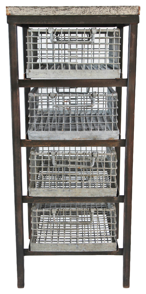 Consigned Industrial Zinc Top Drawer Table   Industrial   Side Tables And End Tables   by Design Mix Furniture  Houzz