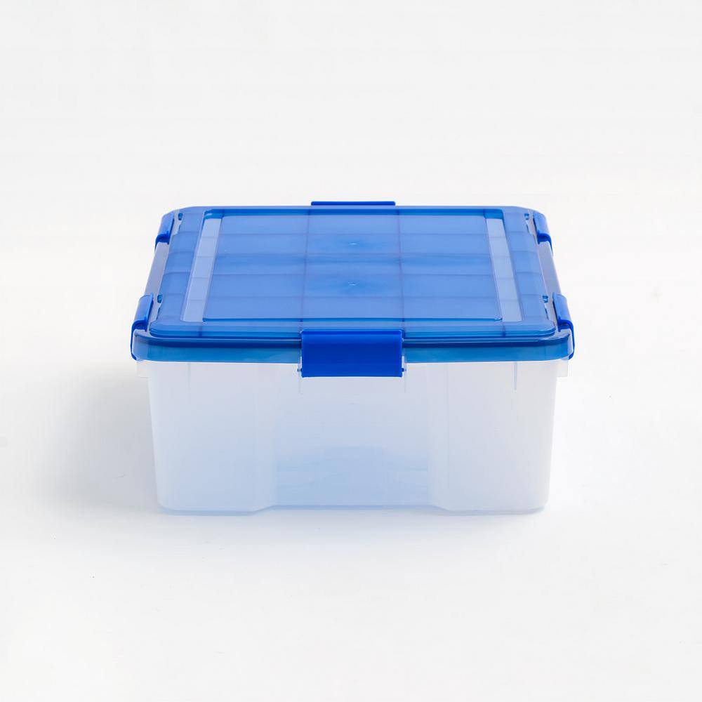 IRIS 10 Gal. WeatherPro Clear Plastic Storage Box with Blue Lid (3-Pack) 500140