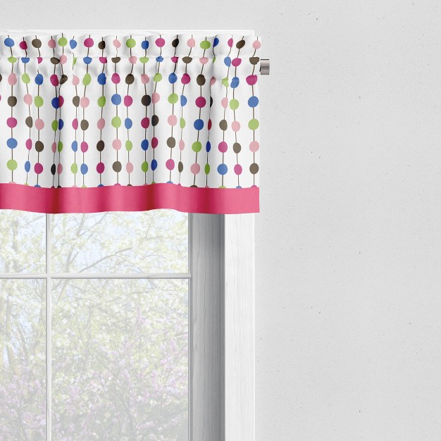 Bacati Pearl String Pink Aqua Lime Window Valance