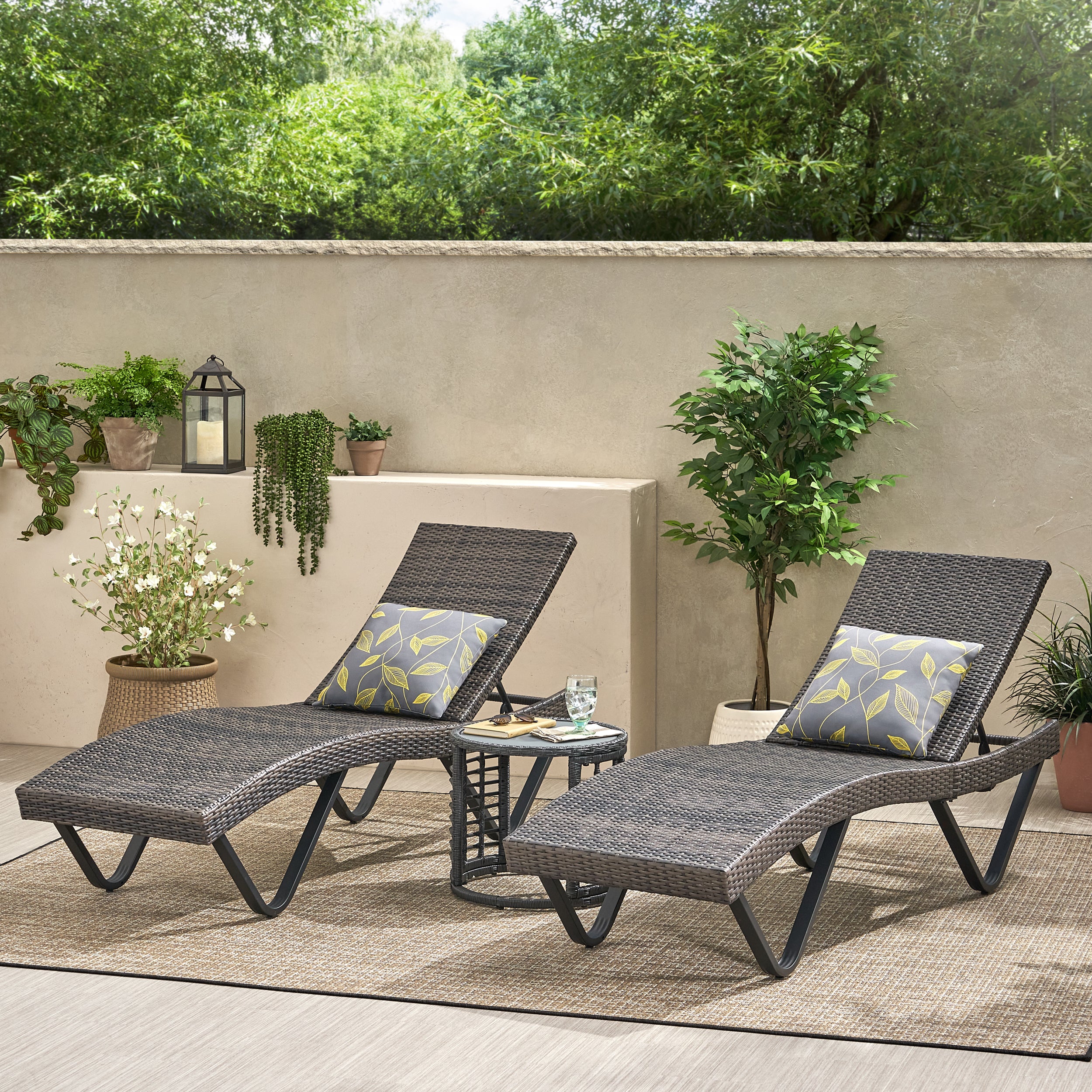 Zanna Outdoor Gray Wicker Adjustable Chaise Lounge