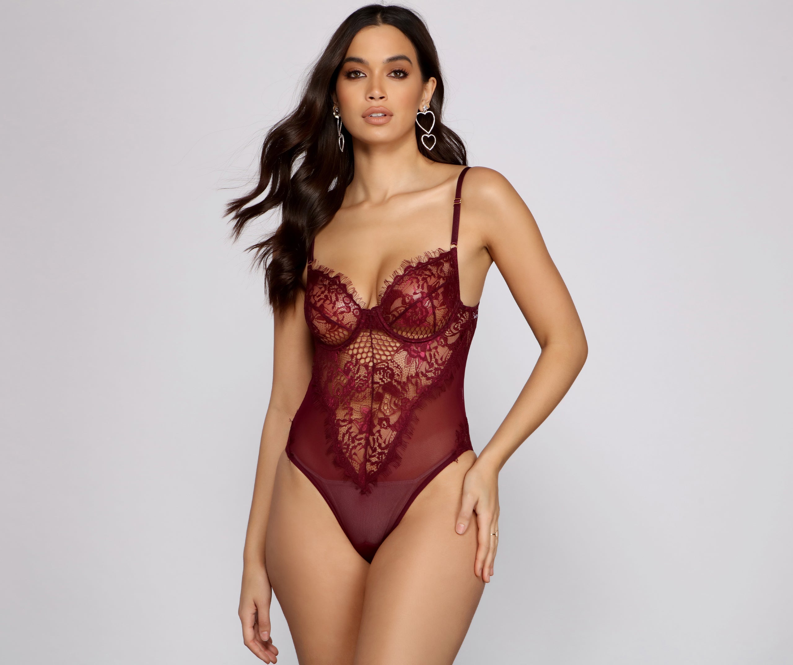 Sultry-Chic Eyelash Lace Bustier Bodysuit