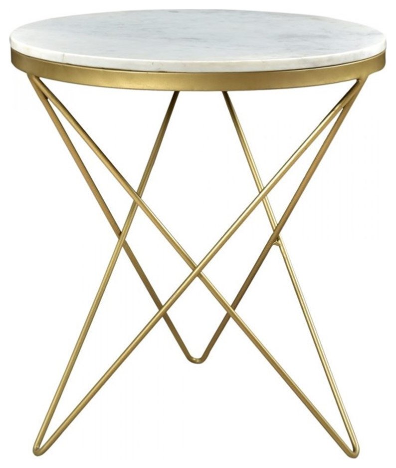 Home Square Marble Top Round Side Table in Gold Finish   Set of 2   Midcentury   Side Tables And End Tables   by Homesquare  Houzz